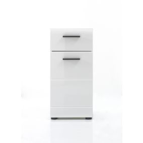 SKIN - Meuble bas mélaminé blanc brillant. L - H - P : 30 - 79 - 31 cm