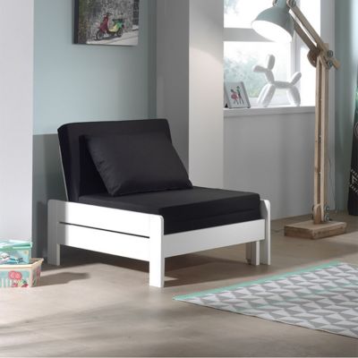 SLEEPY - Fauteuil Convertible d'appoint Laqué Blanc avec Coussins