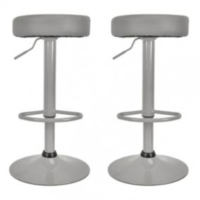 SMIDO - Lot de 2 Tabourets Réglables Simili Gris