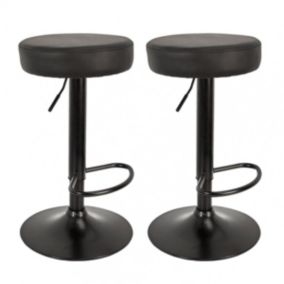 SMIDO - Lot de 2 Tabourets Réglables Simili Noir