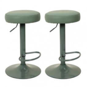 SMIDO - Lot de 2 Tabourets Réglables Simili Vert