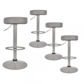 SMIDO - Lot de 4 Tabourets Réglables Simili Gris