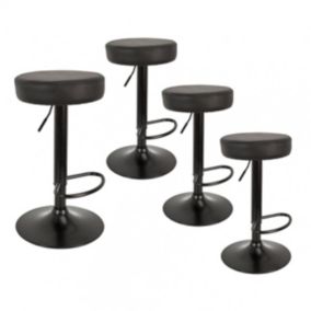 SMIDO - Lot de 4 Tabourets Réglables Simili Noir