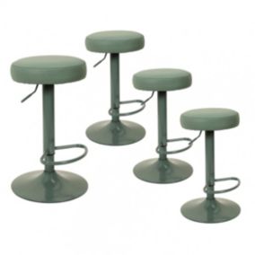 SMIDO - Lot de 4 Tabourets Réglables Simili Vert