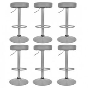 SMIDO - Lot de 6 Tabourets Réglables Simili Gris