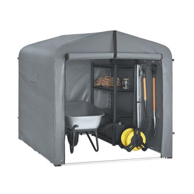 SoBuy Abri de Jardin Imperméable avec Crochets, Garage à Vélos et Outils, Gris