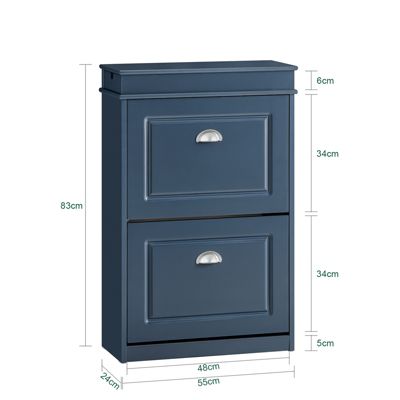 SoBuy Armoire à Chaussures 2 Abattants, Range 8 Paires, Bleue