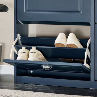SoBuy Armoire à Chaussures 2 Abattants, Range 8 Paires, Bleue