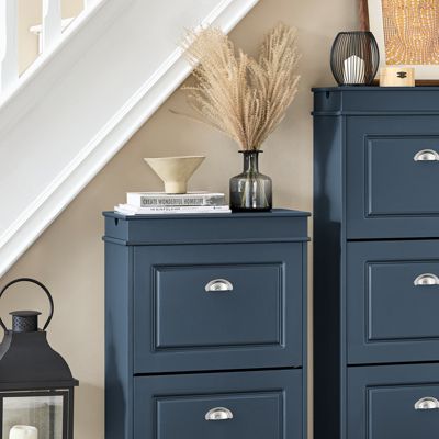 SoBuy Armoire à Chaussures 2 Abattants, Range 8 Paires, Bleue