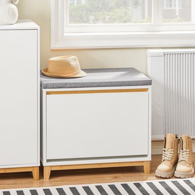 SoBuy Banc de Rangement à Chaussures avec Abattant Réglable et Coussin, 115kg
