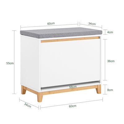SoBuy Banc de Rangement à Chaussures avec Abattant Réglable et Coussin, 115kg