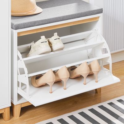SoBuy Banc de Rangement à Chaussures avec Abattant Réglable et Coussin, 115kg