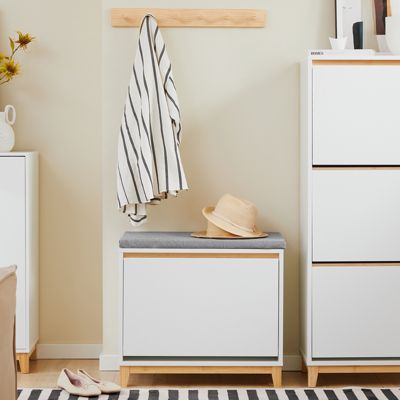 SoBuy Banc de Rangement à Chaussures avec Abattant Réglable et Coussin, 115kg
