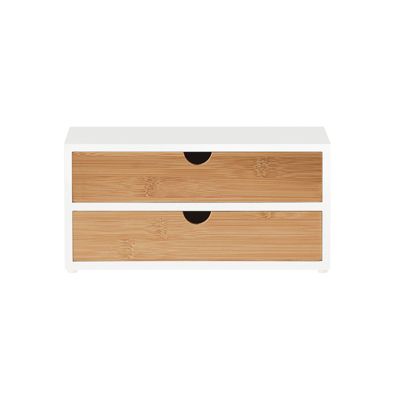 SoBuy Boîte de Rangement pour Capsules de Café en MDF de Bambou à 2 Tiroirs Organisateur de Bureau FRG180-WN