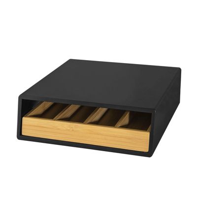 SoBuy Boîte à thé en bois avec tiroir en bambou, rangement pour sachets de thé ou capsules