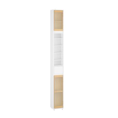 SoBuy Colonne d'Armoire pour Salle de Bain avec 6 Étagères Réglables, Blanche, 20x20x180 cm, BZR34-BW