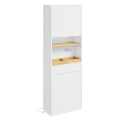 SoBuy colonne de salle de bain avec éclairage intégré blanc 60x30x180 cm BZR241-E-W