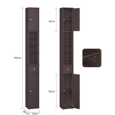 SoBuy Colonne de salle de bain avec un tiroir Marron 20x20x180cm Fonctionnel BZR34-II-BR