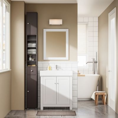 SoBuy Colonne de salle de bain avec un tiroir Marron 20x20x180cm Fonctionnel BZR34-II-BR