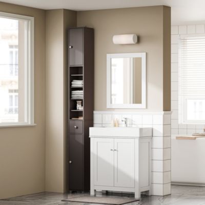 SoBuy Colonne de salle de bain avec un tiroir Marron 20x20x180cm Fonctionnel BZR34-II-BR