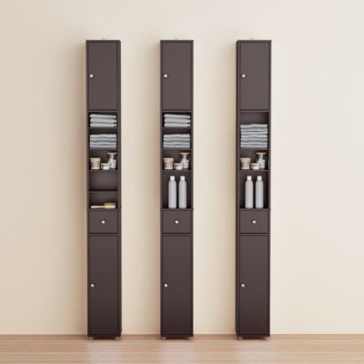 SoBuy Colonne de salle de bain avec un tiroir Marron 20x20x180cm Fonctionnel BZR34-II-BR
