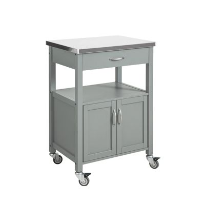 SoBuy FKW22-HG Desserte moderne avec plateau en acier inoxydable, design élégant et fonctionnel, couleur argent