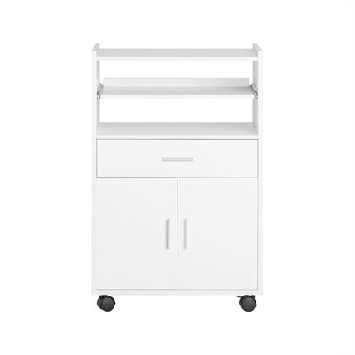 SoBuy FSB09-W Desserte micro-onde à roulettes, meuble de rangement cuisine pratique, blanc