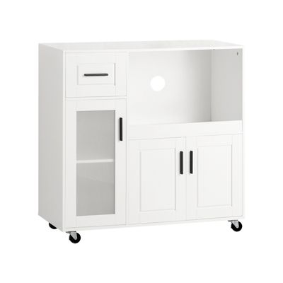SoBuy FSB78-W Meuble Micro-Ondes avec 3 Portes, 1 Tiroir et Roulettes ...