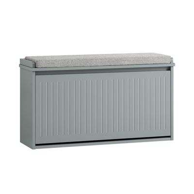 SoBuy FSR98-L-HG Banc à chaussures avec assise rembourrée et abattant, meuble d'entrée pratique, couleur gris
