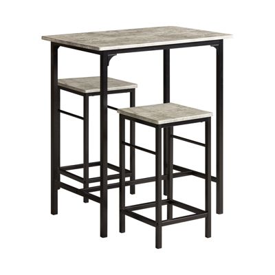 SoBuy OGT10-HG Set de 1 Table Haute + 2 Tabourets avec Repose-Pieds