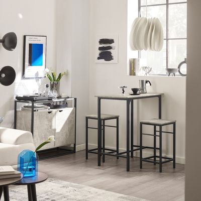 SoBuy OGT10-HG Set de 1 Table Haute + 2 Tabourets avec Repose-Pieds