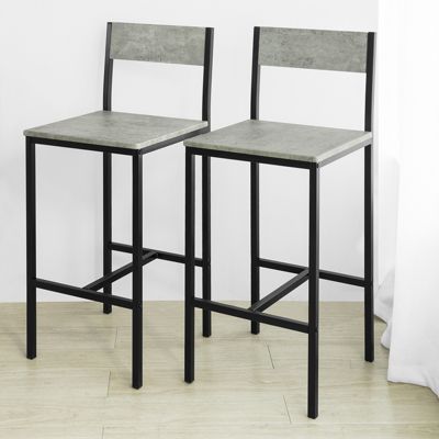 SoBuy Set Table Haute + 4 Chaises De Bar - Effet Ciment Moderne Et Robuste