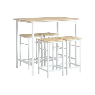 SoBuy Set Table Bar avec Repose-Pied, Mange-Debout, Blanc Naturel