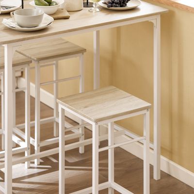 SoBuy Set Table Bar avec Repose-Pied, Mange-Debout, Blanc Naturel