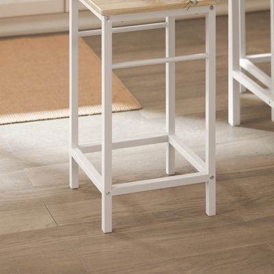 SoBuy Set Table Bar avec Repose-Pied, Mange-Debout, Blanc Naturel