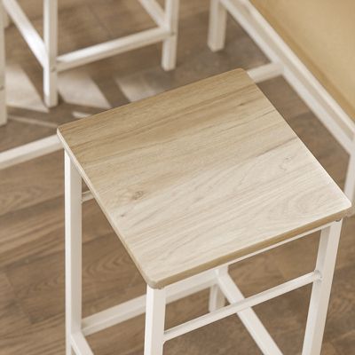 SoBuy Set Table Bar avec Repose-Pied, Mange-Debout, Blanc Naturel