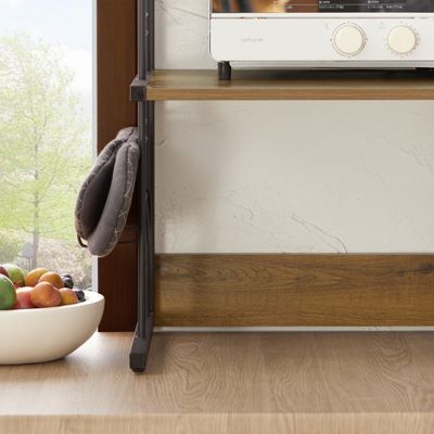 Support pour four à micro-ondes - 65*54*30cm- Etagère de cuisine double de style industriel - Erable blanc - QUIIENCLEE - Electroménager