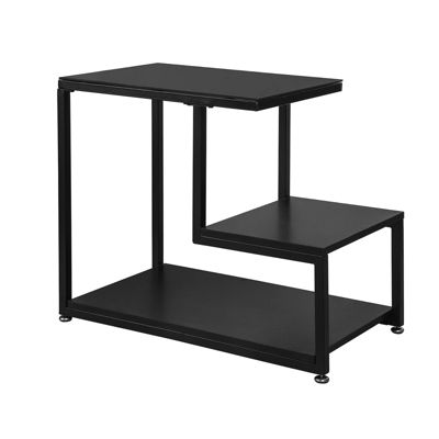 SoBuy Table d'appoint Bout de Canapé avec 3 étagères de Rangement - Noir FBT65-Sch