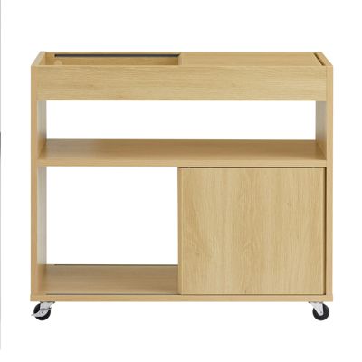 SoBuy Table d'Appoint Bout de Canapé avec Plateau Semi-Fermé et Portes Coulissantes