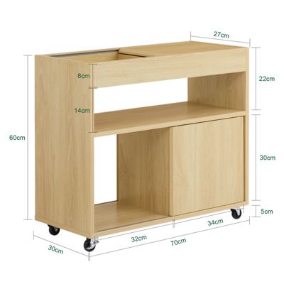 SoBuy Table d'Appoint Bout de Canapé avec Plateau Semi-Fermé et Portes Coulissantes