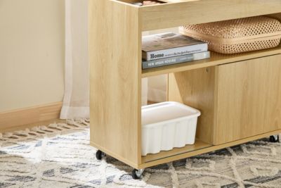 SoBuy Table d'Appoint Bout de Canapé avec Plateau Semi-Fermé et Portes Coulissantes