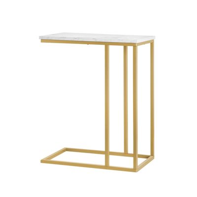 SoBuy Table d'Appoint Moderne Bout de Canapé à Effet Marbre avec Structure en Métal Doré FBT87-G