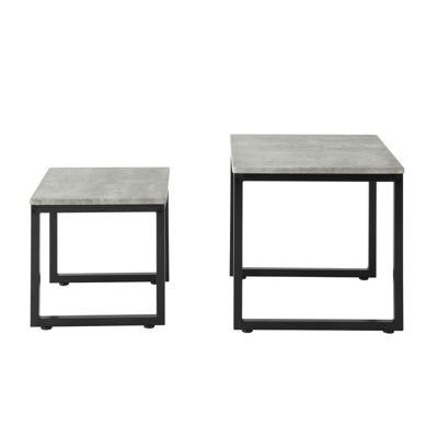 SoBuy Tables Basses Gigognes Set de 2 Empilables à Effet Béton Carré Modèle FBT42-HG