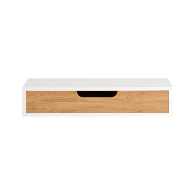 SoBuy Étagère Murale avec Tiroir - Étagère Flottante Moderne Blanche & Nature