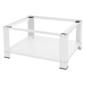 Socle pour machine à laver en acier blanc accessoire avec étagère 63x54x32 cm