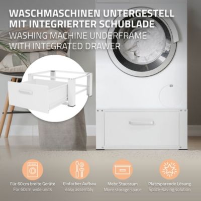 Socle pour machine à laver en acier blanc accessoire avec tiroir 63x54x31,5 cm