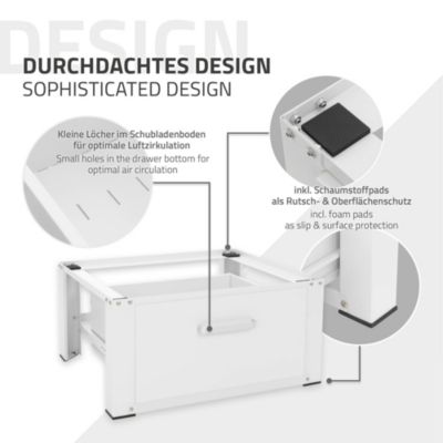 Socle pour machine à laver en acier blanc accessoire avec tiroir 63x54x31,5 cm