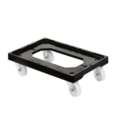 Socle rouleur 4 roues pivotantes - chape acier - noir