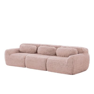 Sofa 3 places,modulaire,rose, tissu premium, coussins inclus