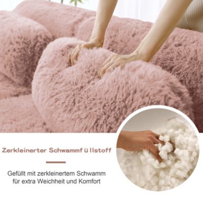 Sofa 3 places,modulaire,rose, tissu premium, coussins inclus